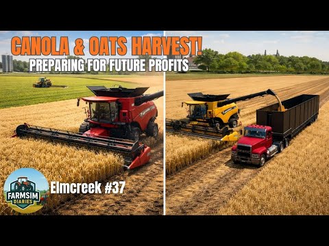 Harvesting Canola & Oats + Smart Storage | FS22 : Elmcreek Start From Scratch Part - 37