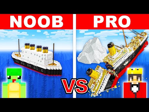 NOOB Vs PRO: SINKNG TITANIC HOUSE Build Challenge In Minecraft