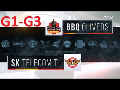 BBQ vs SKT Game 1-3 Highlights - 2017 LCK SPRING SPLIT - FULL HIGHLIGHTS