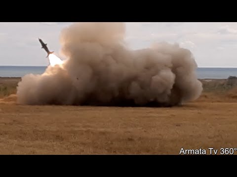 Lansare rachetă AA KUB la trageri antiaeriene în poligonul de la Capu Midia (Corbu, Constanța)