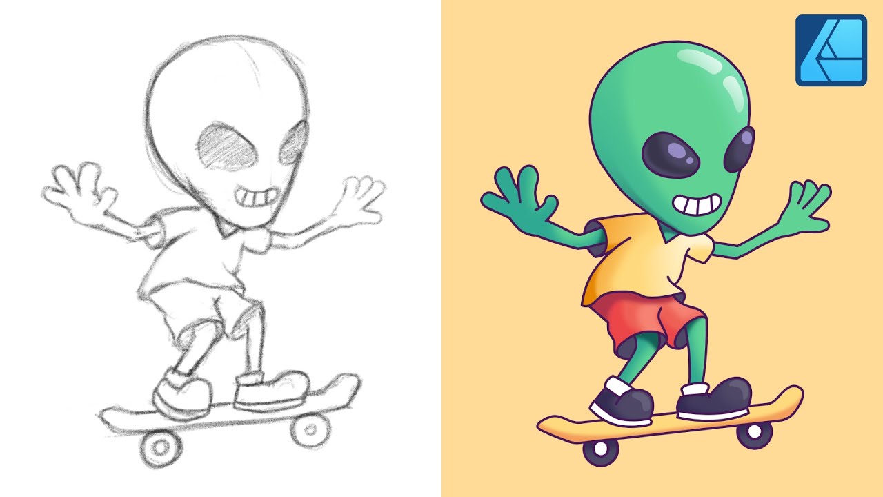 Alien Character Vector Illustration | Affinity Designer
