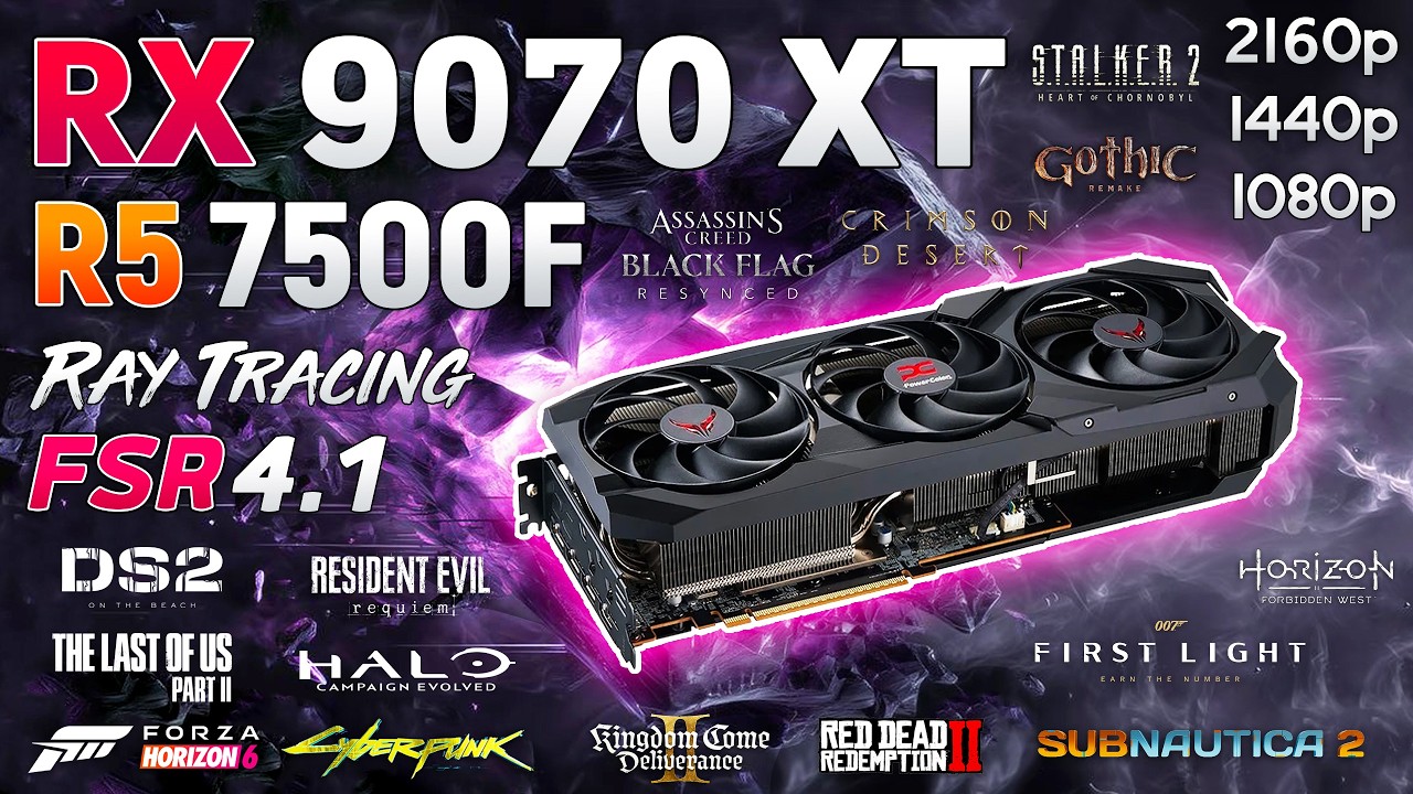RX 9070 XT + Ryzen 5 7500F - Test in 15 Games with New Drivers 2026 | 1080p | 1440p | 4K