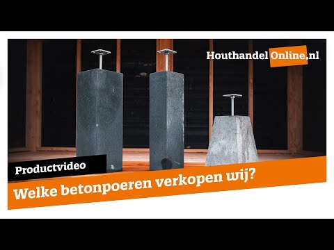 Betonpoer met draadeind en stelplaat 15x15cm/25x25cm 35cm video