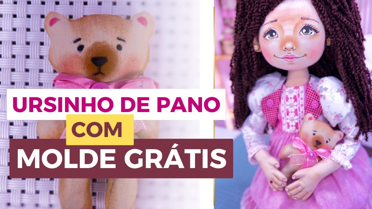 Urso de pano Fofo e Fácil com MOLDE GRATUITO