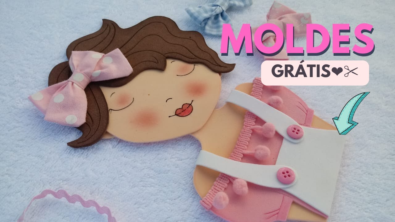 APLIQUE DE BONECA EM EVA com MOLDES #geruzaartes
