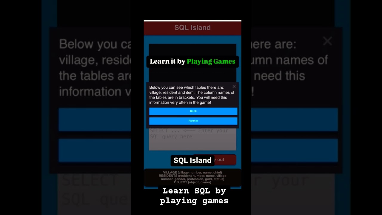 Learn SQL by playing games!! #sqlqueries #sql #learning #tech #education #trending