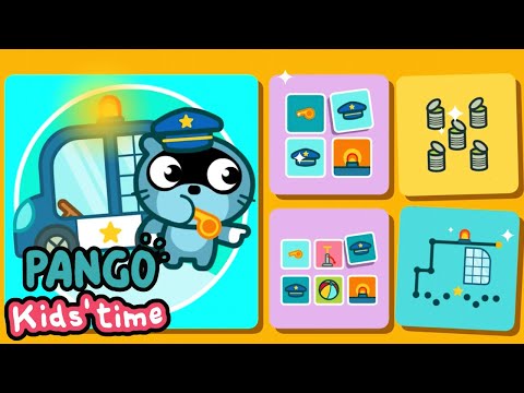 Pango Kids Time learning games - ⭐Pango puts on his police badge to fix the wolf brothers' mischief⭐