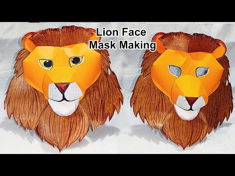 how to make a lion mask | how to make a animal mask | lion face mask making | paper mask idea