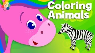 Zoo Animals | Coloring and Music | Rainbow Horse | BabyFirst TV