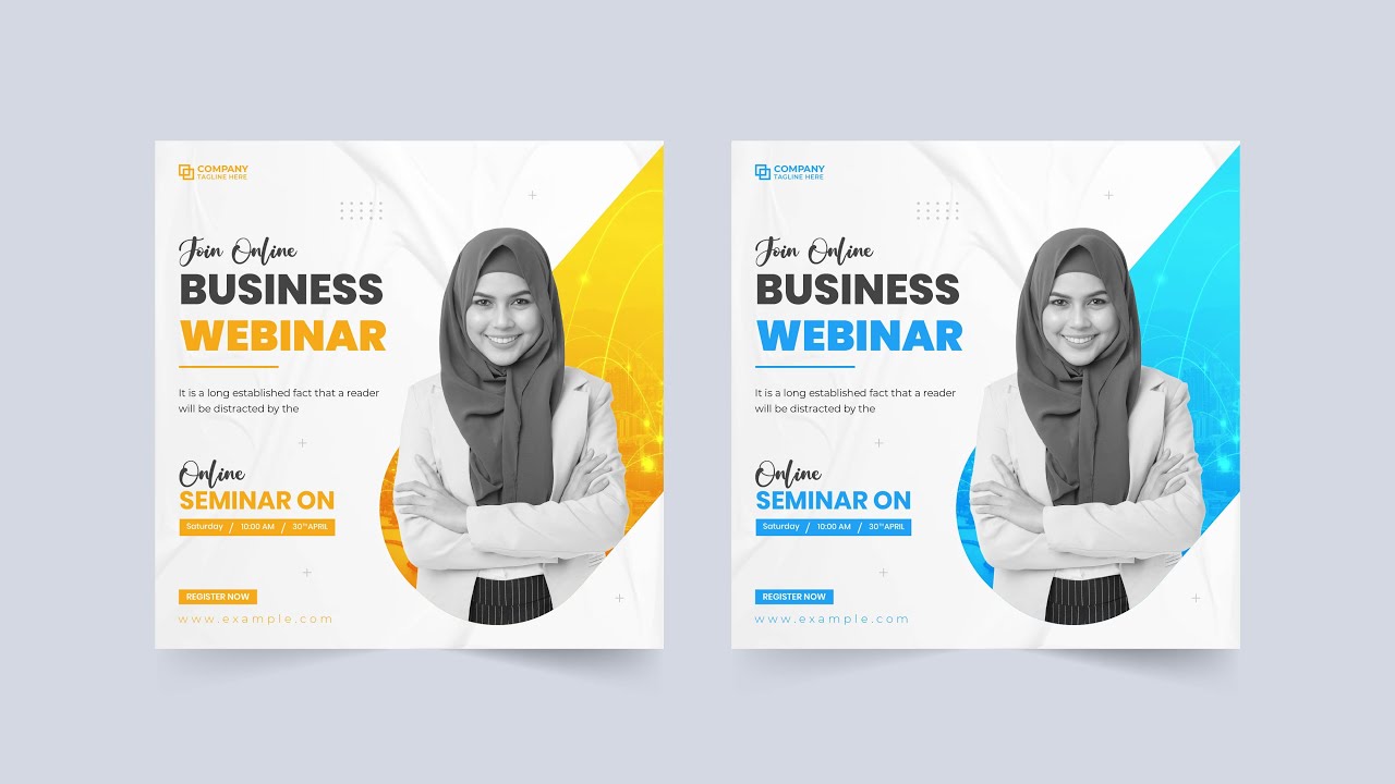 Online Business Webinar Social Media Post  Free Download | Webinar Template For Official Seminars