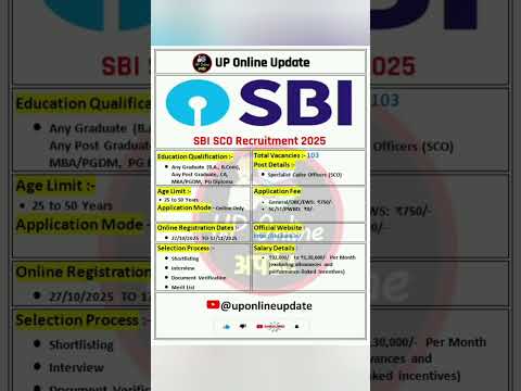 SBI SCO Recruitment 2025 – Apply Online 103 Specialist Posts | #shorts #job #govtjobs #bankjobs #psu