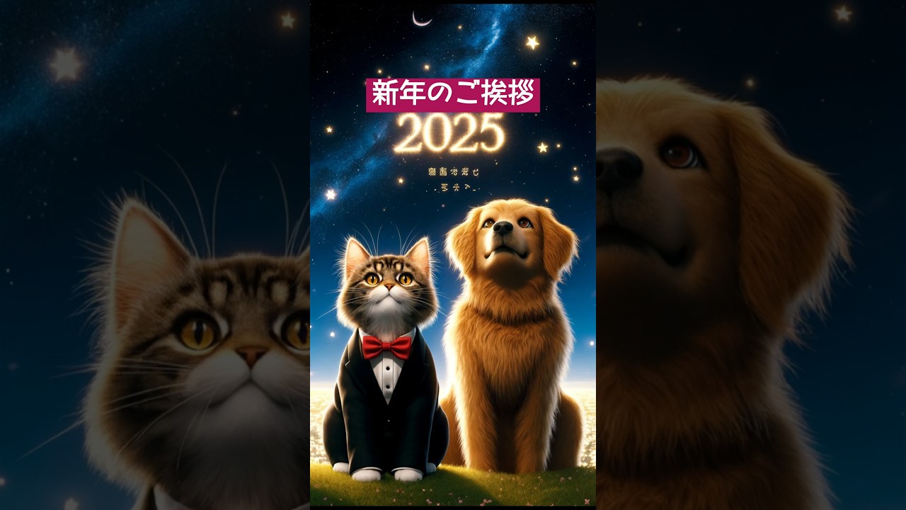 新年のご挨拶🐈🐶　#年賀 #ねこ #いぬ