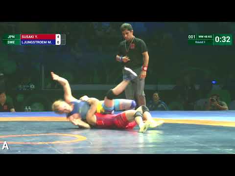 Round 1 WW - 48 kg: Y. SUSAKI (JPN) df. M. LJUNGSTROEM (SWE) by VSU, 10-0