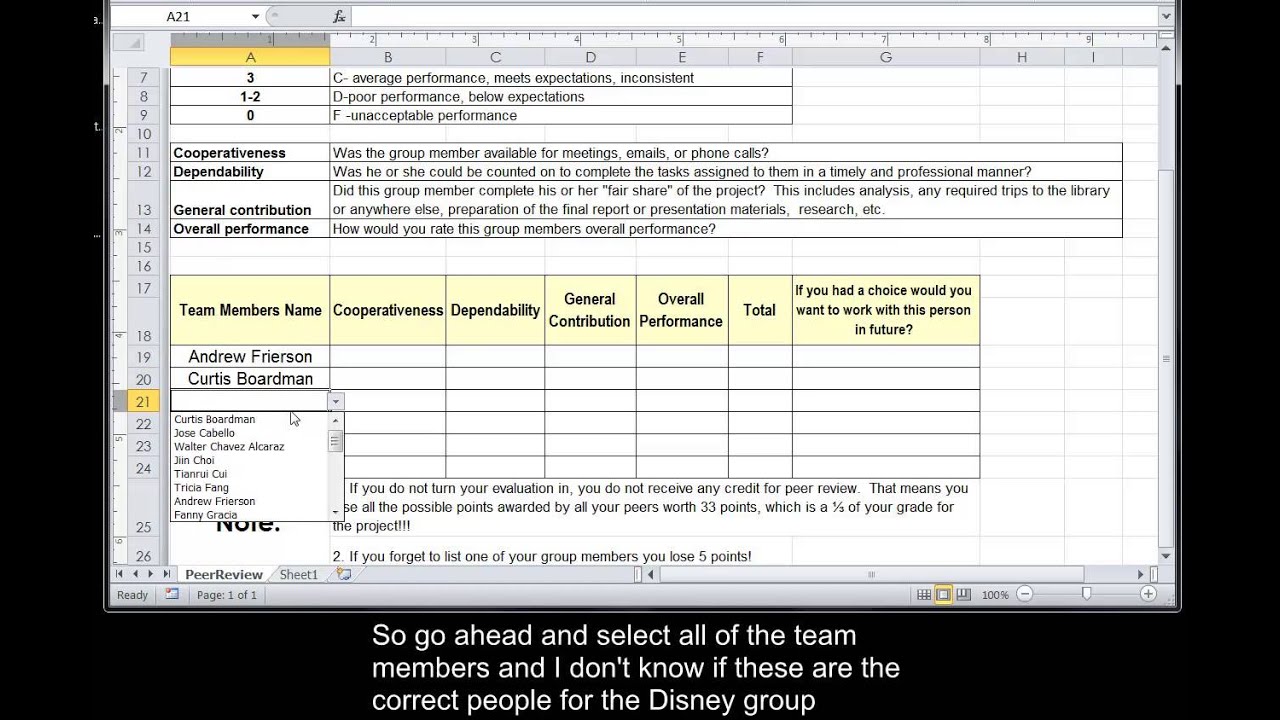 Peer Evaluation Instructions