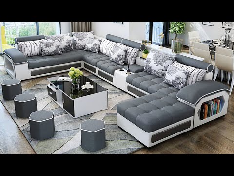 Modern design fabric velvet pink grey 7 seater sectional sofa set furniture living room sofas