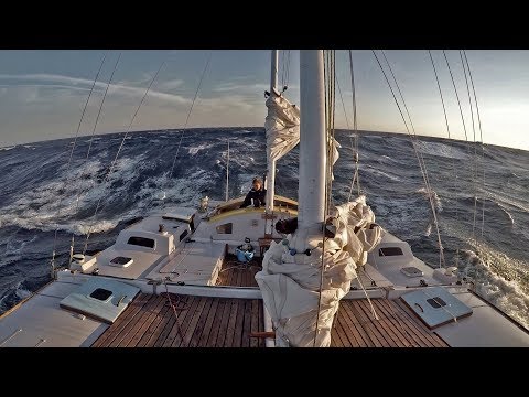 Pilgrim Sailing Bare Poles in Heavy Seas
