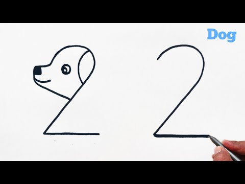 How to draw dog drawing from number 22 | creative dog drawing using number 22 | Step by step