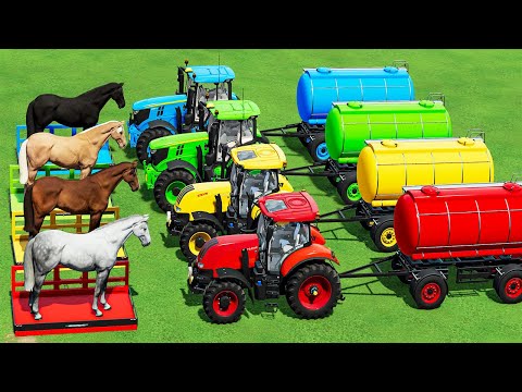 LOAD & TRANSPORT HORSES and TANKERS WITH STEYR & JOHN DEERE TRACTORS! WALL TRAPS! FS22