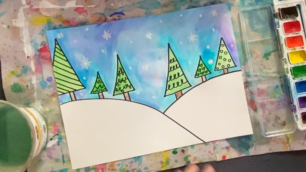 Winter Landscape - 1st Grade Art