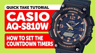CASIO AQ-S810W (5208) - HOW TO Adjust the COUNTDOWN TIMER ALARMS