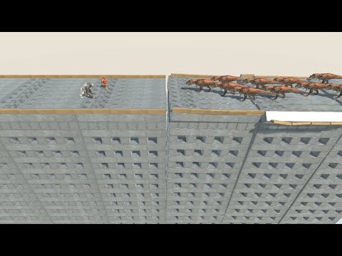 Destroyable Bridge Duel by GORO and HILL GIANT vs Army from ALL UNITS Animal Revolt Battle Simulator