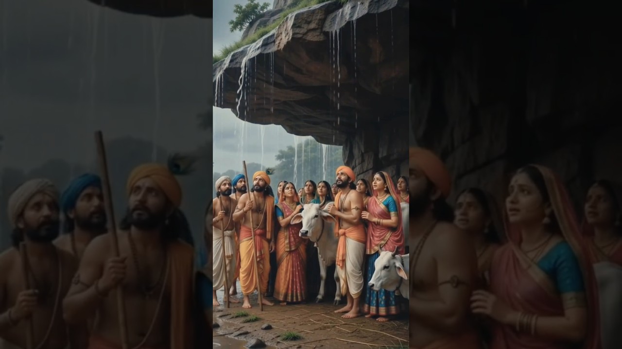 🔥एक उंगली पर गोवर्धन पर्वत उठाया श्री कृष्ण ने 🦚🙏 गोवर्धन धारी 🙏 #Shorts #trending #viral #explore