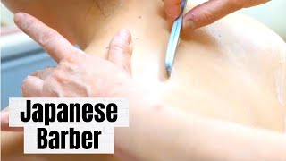 🗾 No Talking | Neck & Back Shaving | Japanese Female Barber | ASMR | Straight Razor 🗾