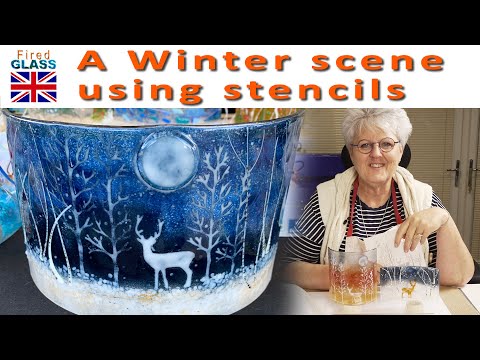 Winter scene using stencils