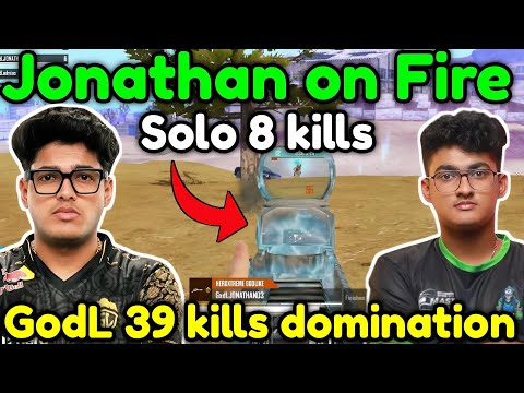 Jonathan on fire solo 8 kills 🔥 Godlike #1 39 kills domination destroy whole lobby 😲