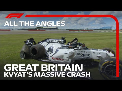 Daniil Kvyat's Massive Crash - All The Angles | 2020 British Grand Prix
