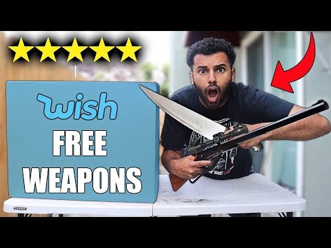 I Bought Every Free DANGEROUS WEAPON On WISH!! *MYSTERY BOX* Video