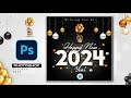 PHOTOSHOP TUTORIAL HAPPY NEW YEAR 2024 WALLPAPER GREETING CARD POSTER DESIGN