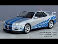 1 18 Nissan Skyline GTR34 Unboxing Fast Furious Paul Walker Edition Jinlifang
