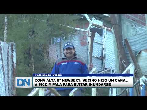 Zona alta bº Newbery vecino hizo un canal a pico y pala para evitar inundarse