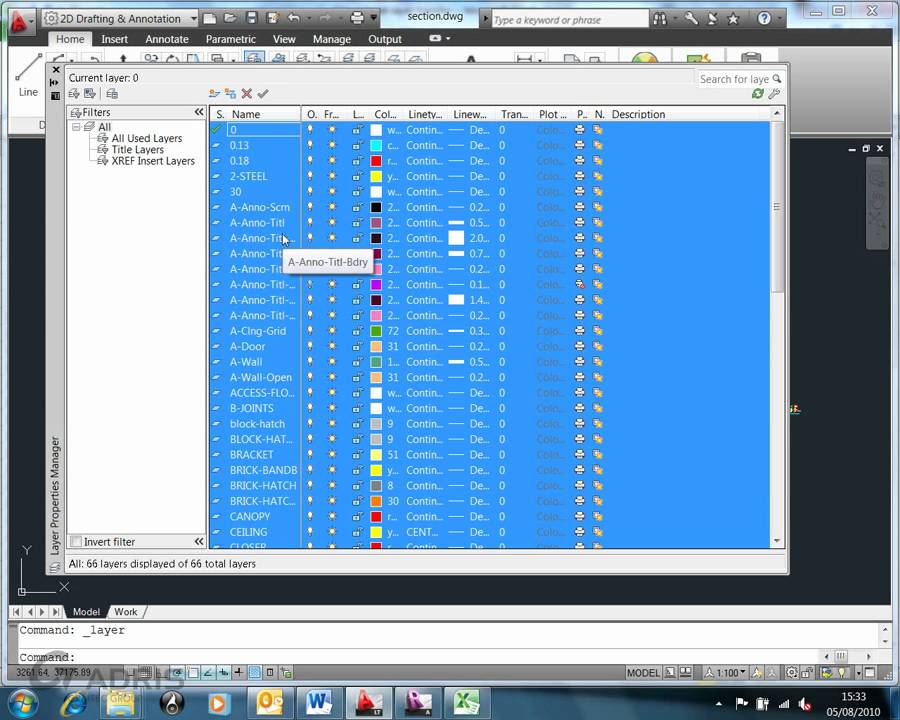 Printing layers from AutoCAD