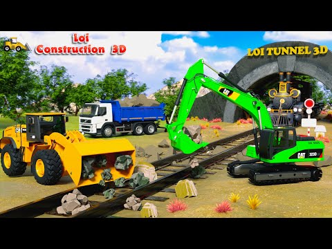 Construction Works: Excavator & Loader Fix Broken Train Tracks! | Construction Animated