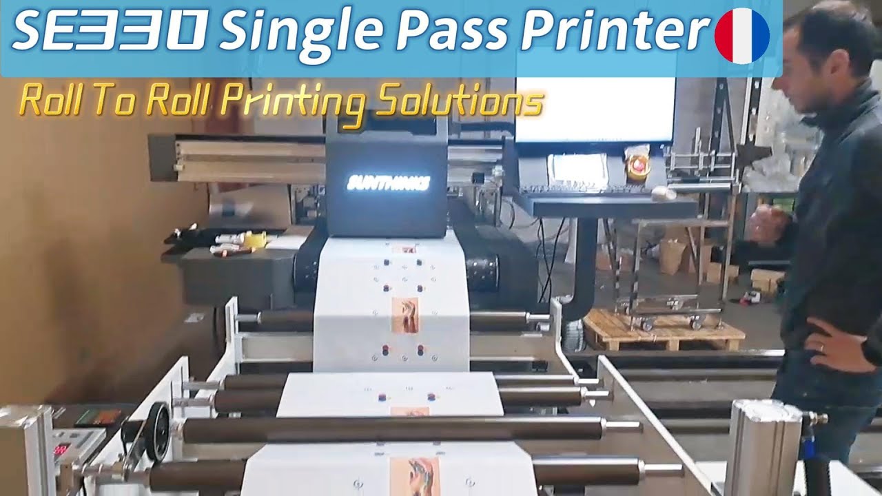 Sunthinks engineers install SE330 roll-to-roll digital single-pass printer for French customers.