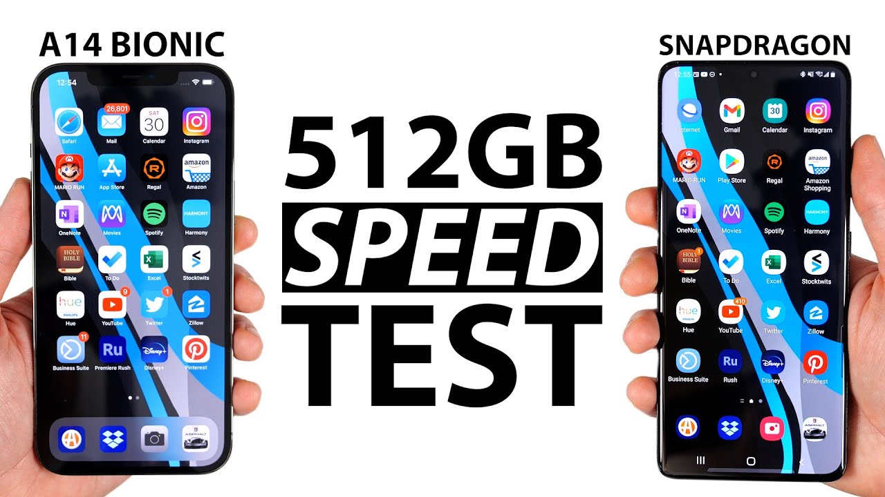 Galaxy S21 Ultra vs iPhone 12 Pro Max Speed Test (512GB vs 512GB Snapdragon)!