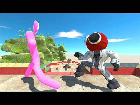 Rainbow Friend Pink VS Rainbow Friend Red Death Climb - Animal Revolt Battle Simulator