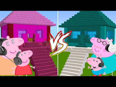 Cartoons Play - Minecraft Peppa Pig NOOB vs PRO: STAIRCASE HOUSE BUILD CHALLENGE