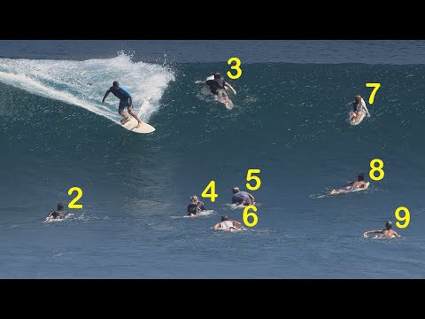 Surfer Demonstrates How To Dodge 25 People Paddling While Riding This Killer Wave