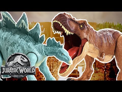 Dinosaur Battles: T-Rex VS Stegosaurus | Jurassic World | Mattel Action!