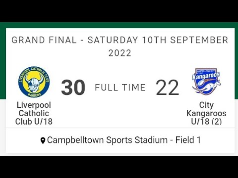 Under 18 Silver Grand Final 2022 | Liverpool Catholic Club Raiders vs Campbelltown City Kangaroos