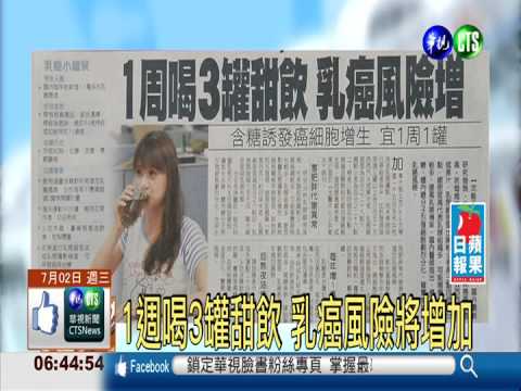 1週喝3罐甜飲 乳癌風險將增加