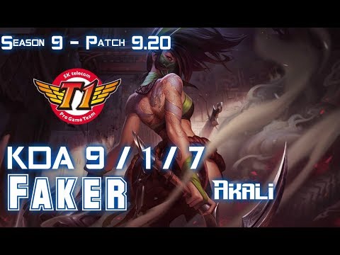SKT T1 Faker AKALI vs YASUO Mid - Patch 9.20 EUW Ranked