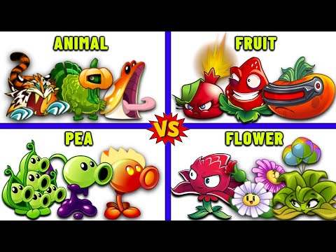 PVZ 2 - 4 TEAM Plants ANIMAL x FRUIT x FLOWER x PEA - Which Team Plants is Best?