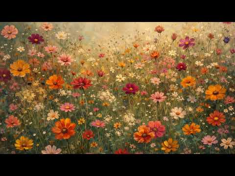 Hidden Wildflower Meadow in the Forest | Vintage Art for TV | Silent Floral Painting