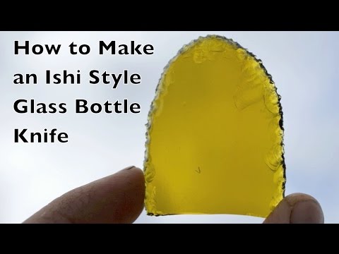 Flintknapping an Ishi Style Green Glass Bottle Knife. Junkyard Flintknapping. Survival Skills