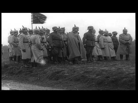 German troops parade before Kaiser of Wilhelm II in Germany during World War I. HD Stock Footage