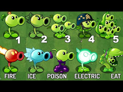 PvZ2 - Every Peashooter & Other Plants Power-Up Vs Team Far Future Zombies.